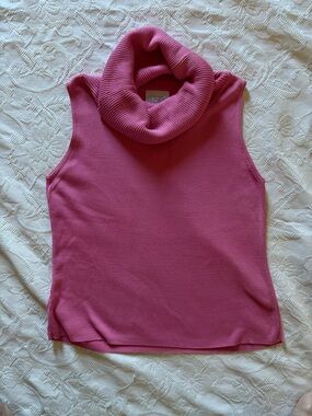 LOFT Sleeveless Cowl Neck Sweater - Rose Pink 100% silk